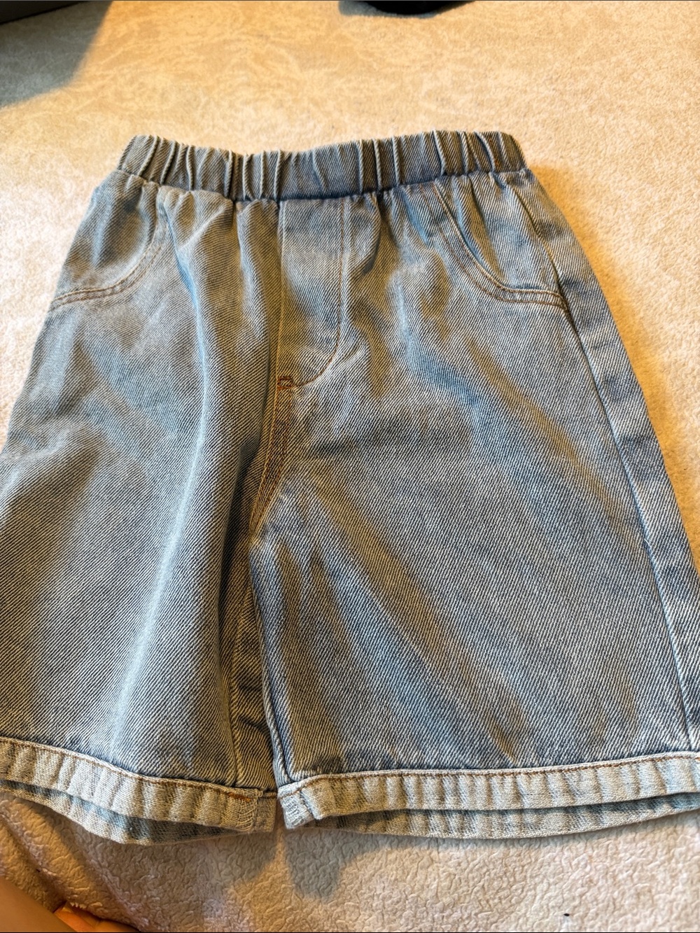 SHEIN Light Blue Elastic Waist Denim Shorts for Kids